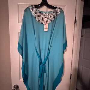 Lotus Blue Kaftan with Sequin Detail